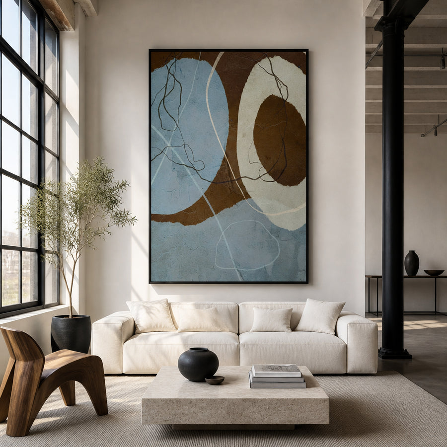 Abstract Mineral Circles Art Print in a room setting