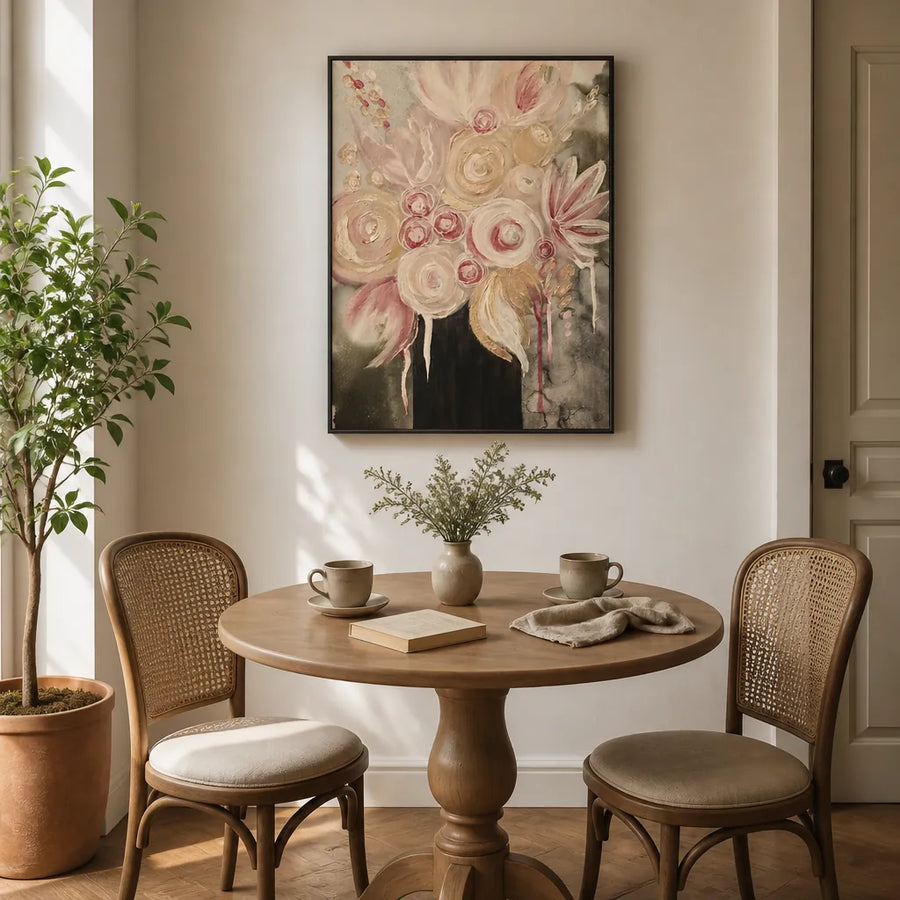 Blush Bouquet Blooms Art Print in a room setting