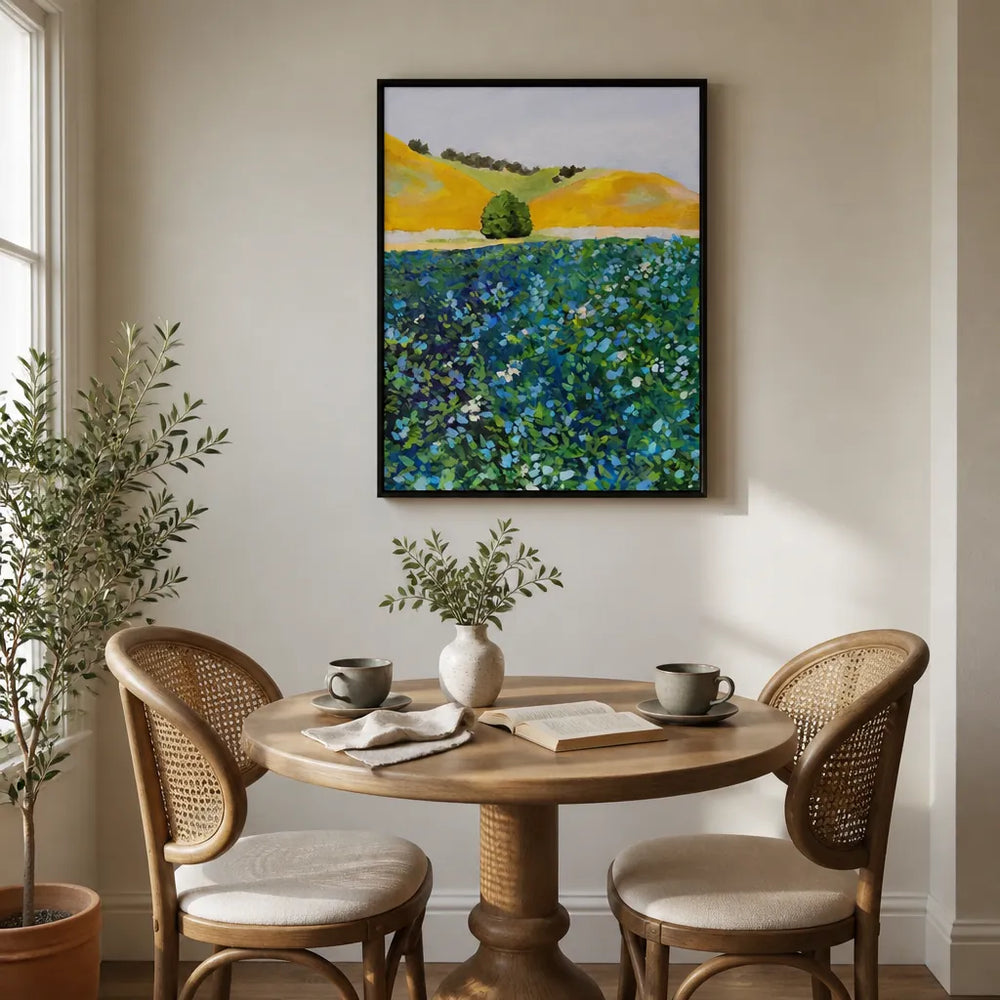 Room mockup featuring Lilac Fields Blossoming Art Print