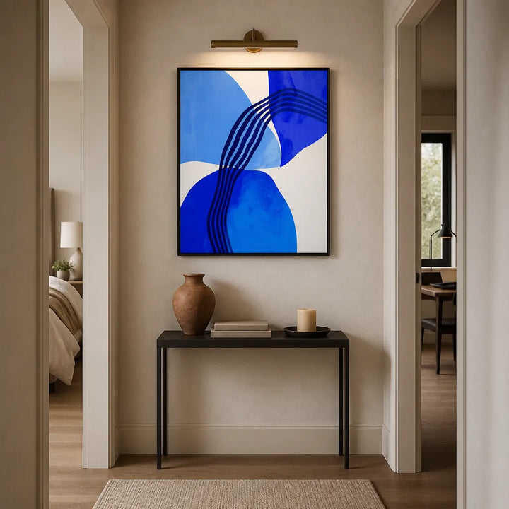 Room mockup featuring Blue Flow Harmony Art Print