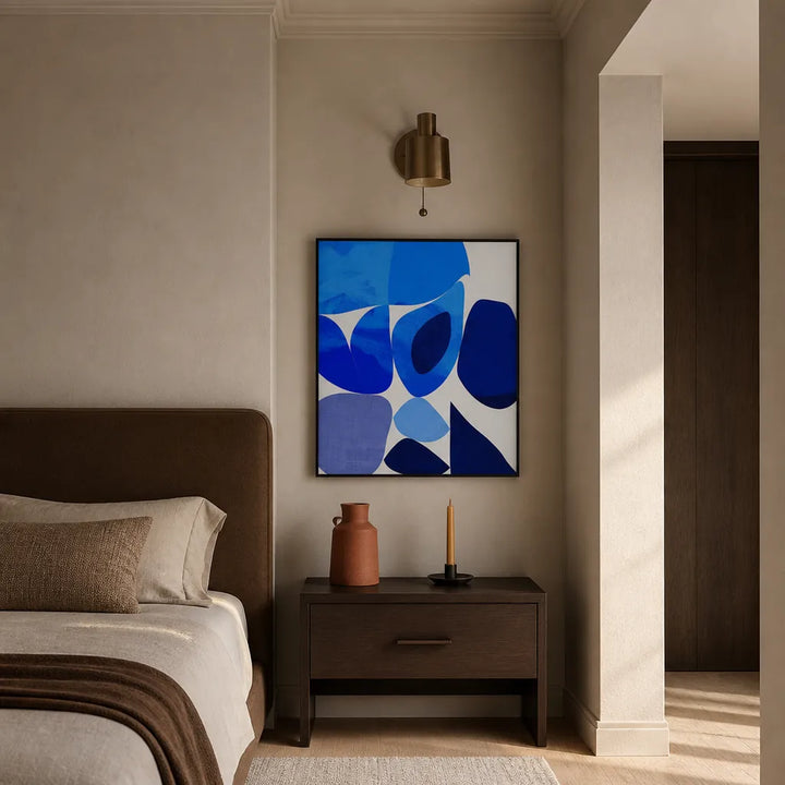 Room mockup featuring Fluid Blue Harmony Art Print