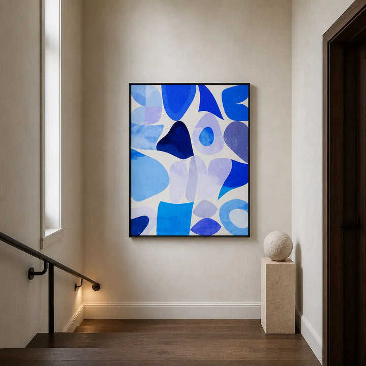 Room mockup featuring Flowing Blue Shapes Art Print