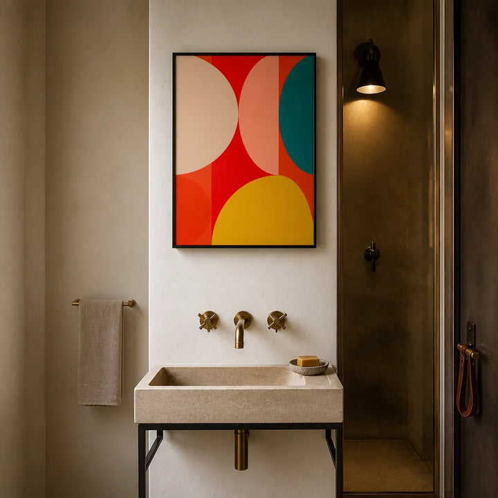 Room mockup featuring Mid Century Pastel Shapes Art Print