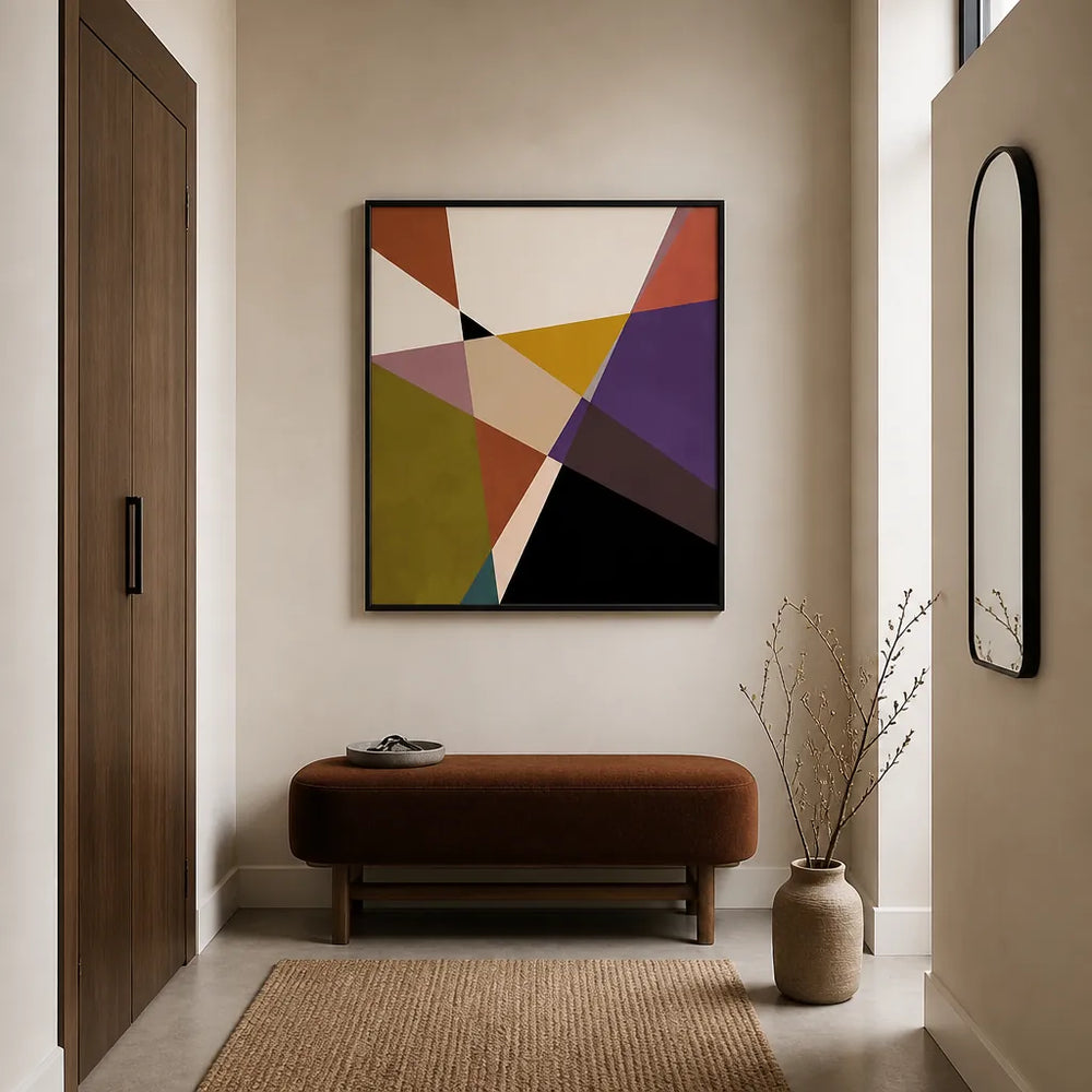 Room mockup featuring Terracotta Geometric Fusion Art Print