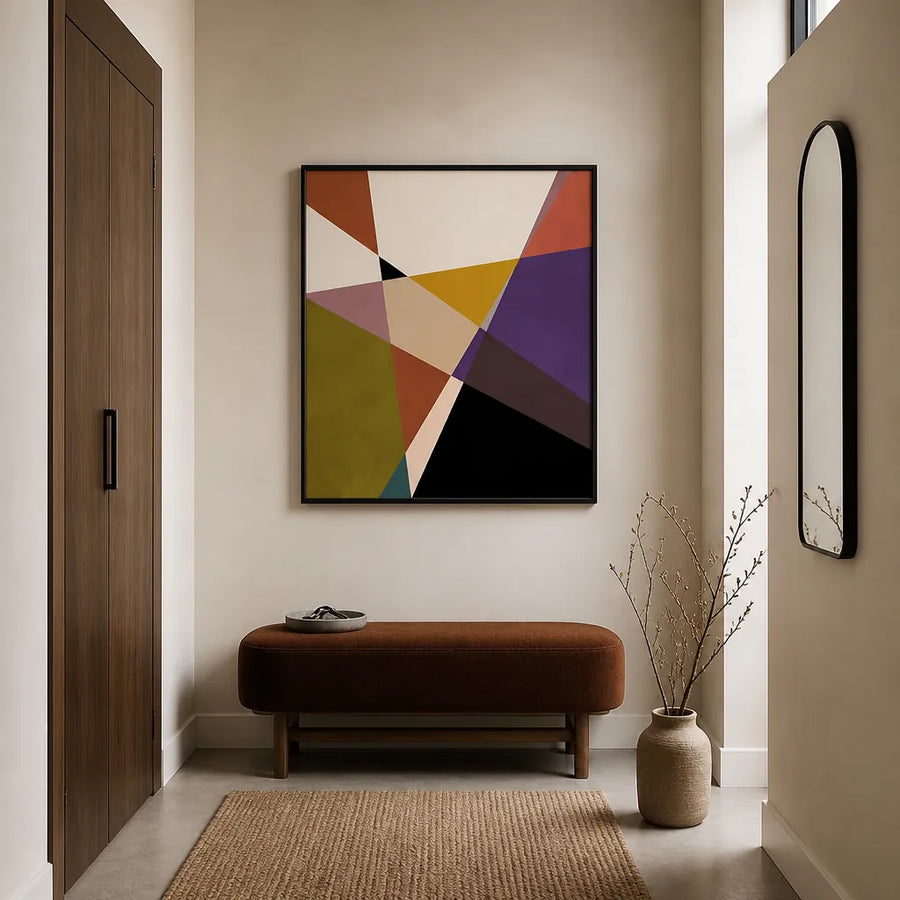 Terracotta Geometric Fusion Art Print in a room setting