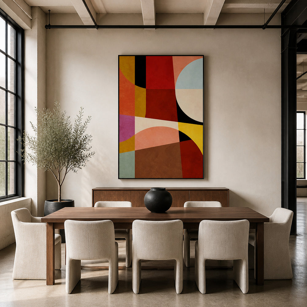Room mockup featuring Bauhaus Warm Geometry Art Print
