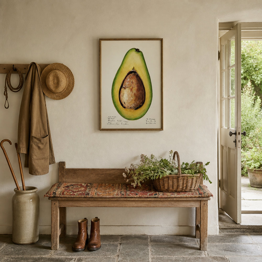 Room mockup featuring Avocado by Amada Almira Newton Art Print