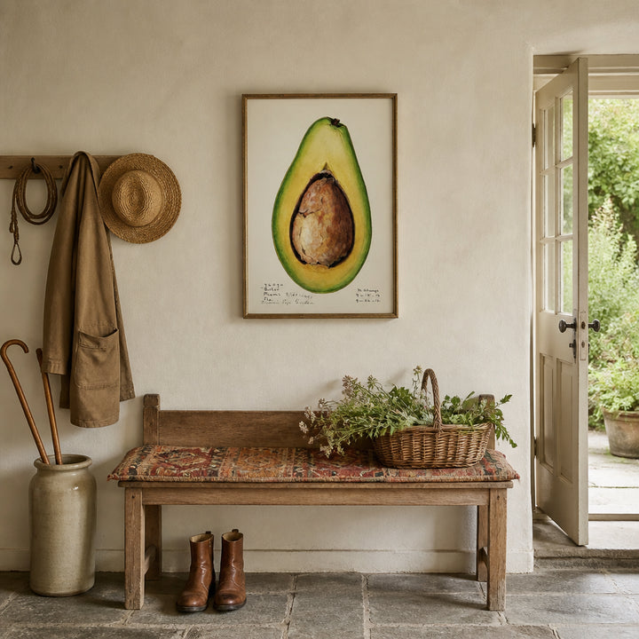 Room mockup featuring Avocado by Amada Almira Newton Art Print