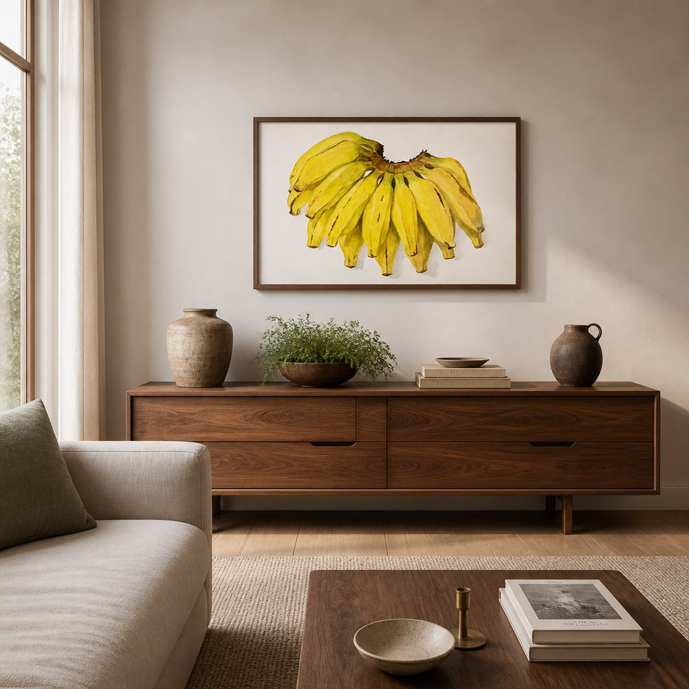 Room mockup featuring Bananas by Amada Almira Newton Art Print