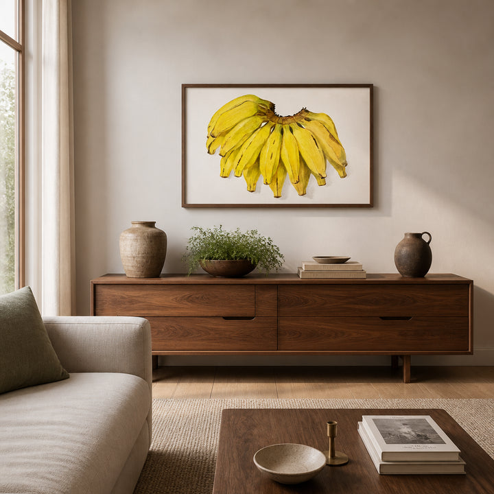 Room mockup featuring Bananas by Amada Almira Newton Art Print