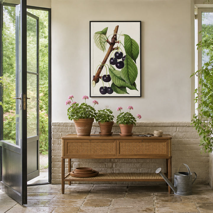 Room mockup featuring Cherries by William Henry Prestele Art Print
