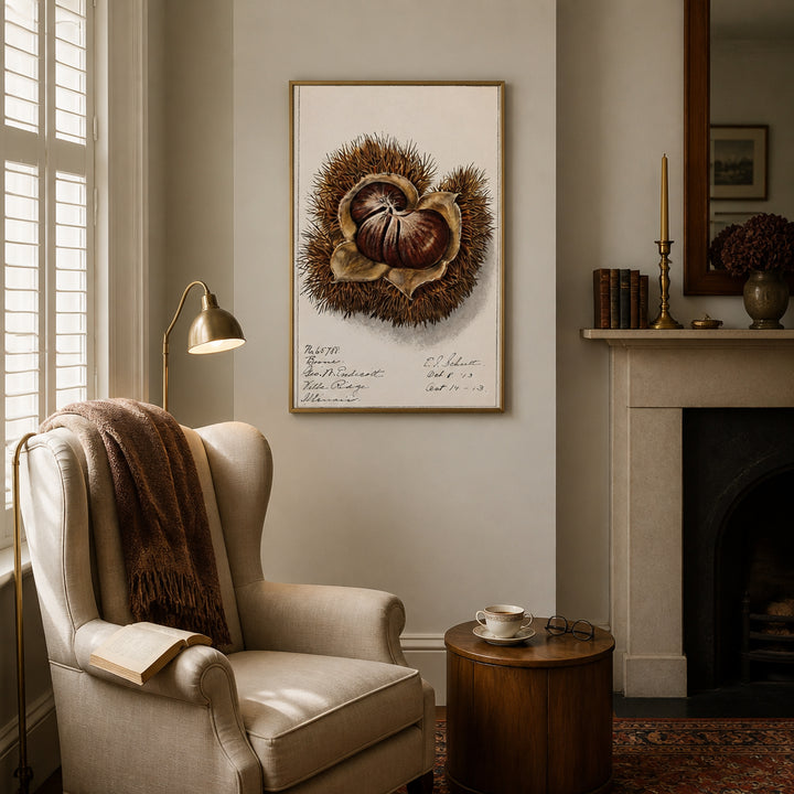 Room mockup featuring Chestnut by Ellen Isham Schutt Art Print