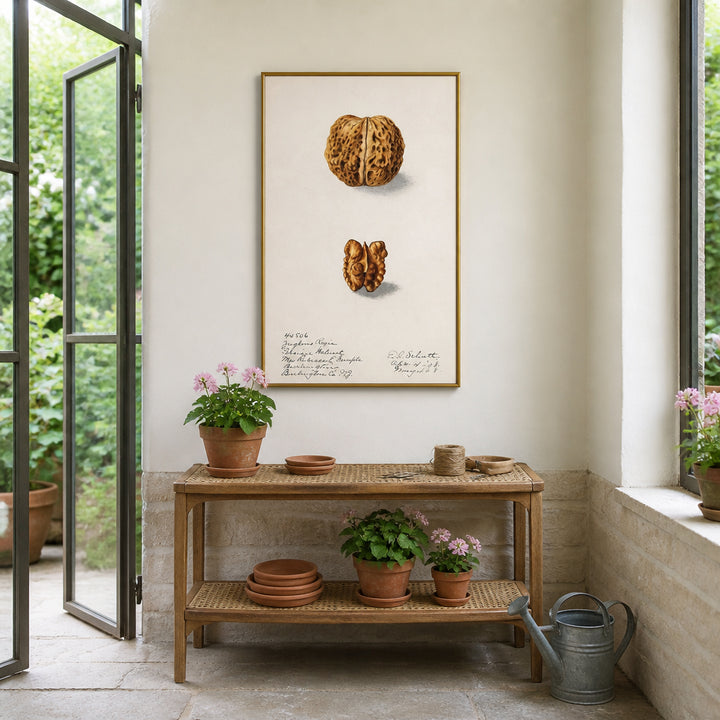 Room mockup featuring English Walnut by Ellen Isham Schutt Art Print
