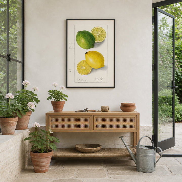 Room mockup featuring Lemons by Ellen Isham Schutt Art Print