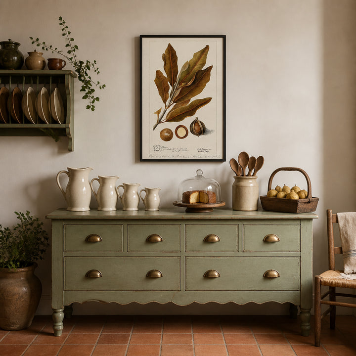 Room mockup featuring Macadamia by Deborah Griscom Passmore Art Print