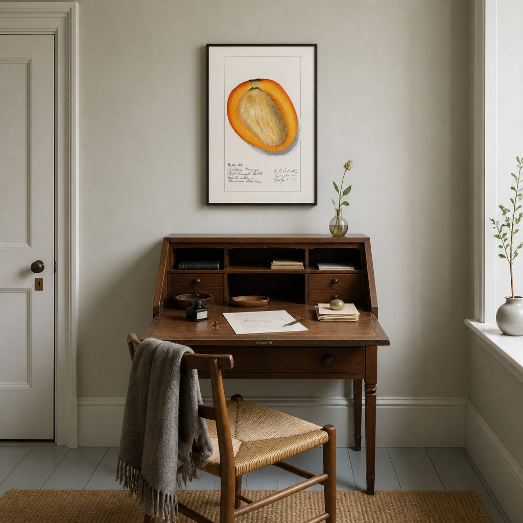 Room mockup featuring Mango by Deborah Griscom Passmore Art Print
