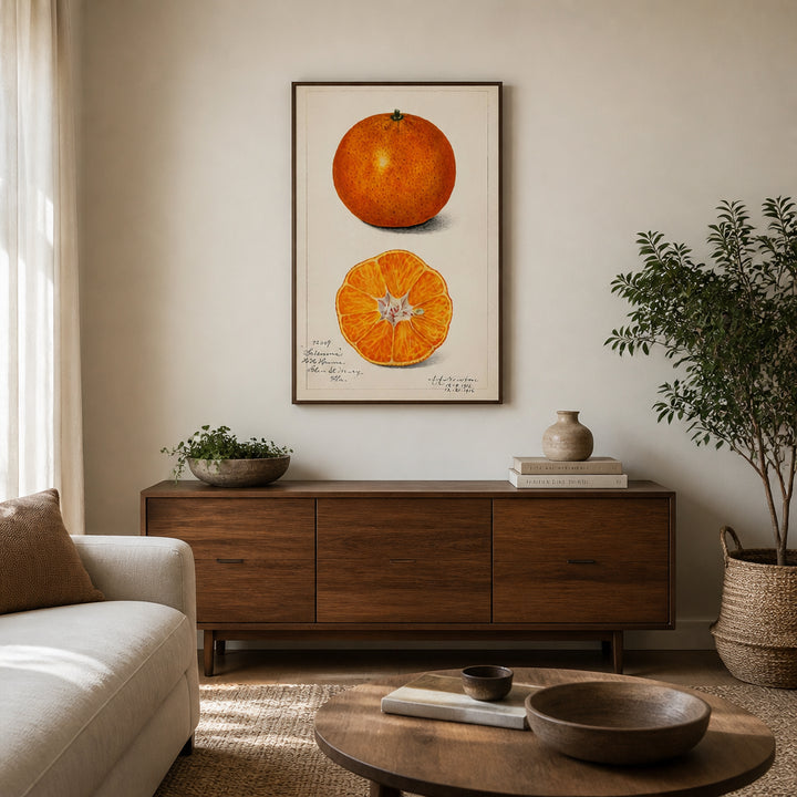 Room mockup featuring Orange by Amanda Almira Newton Art Print