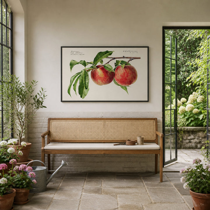 Room mockup featuring Peaches by Royal Charles Steadman Art Print