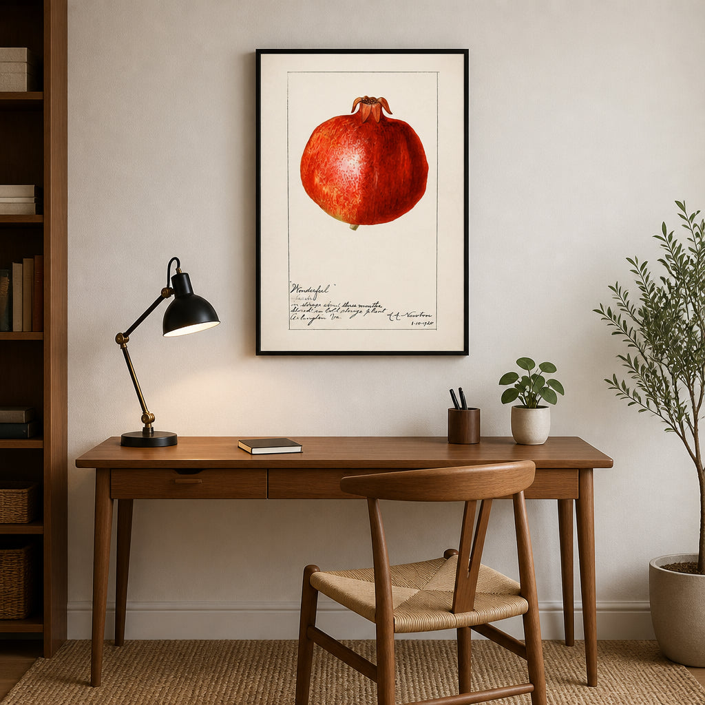 Room mockup featuring Wonderful Pomegranate by Amanda Almira Newton Art Print
