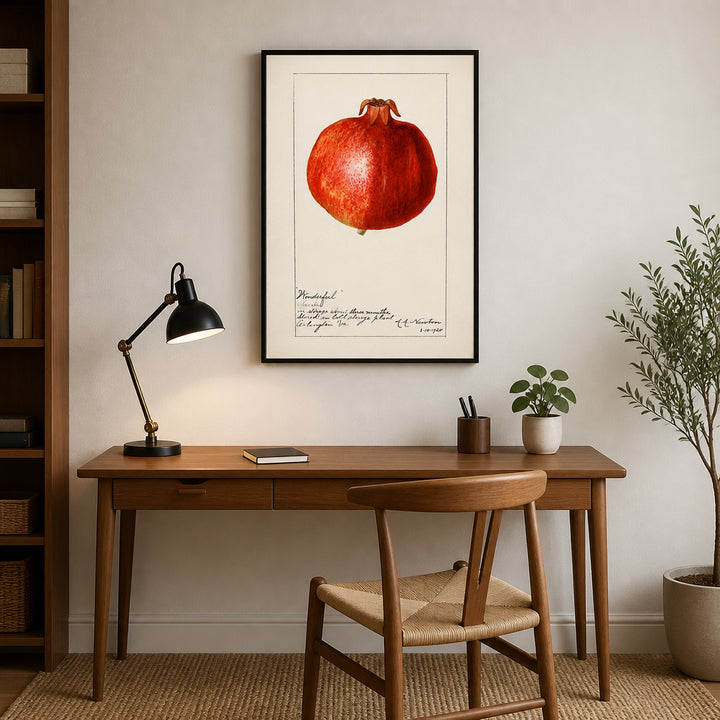 Room mockup featuring Wonderful Pomegranate by Amanda Almira Newton Art Print
