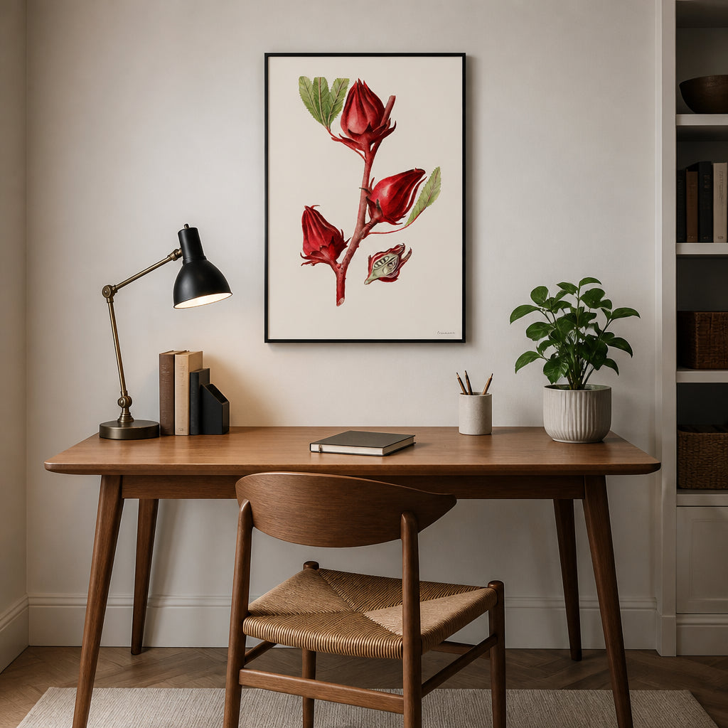 Room mockup featuring Roselle by Deborah Griscom Passmore Art Print