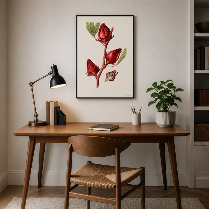 Room mockup featuring Roselle by Deborah Griscom Passmore Art Print