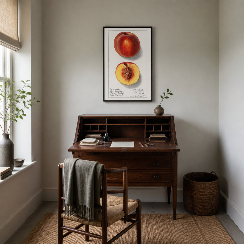 Room mockup featuring Vintage Peaches Art Print