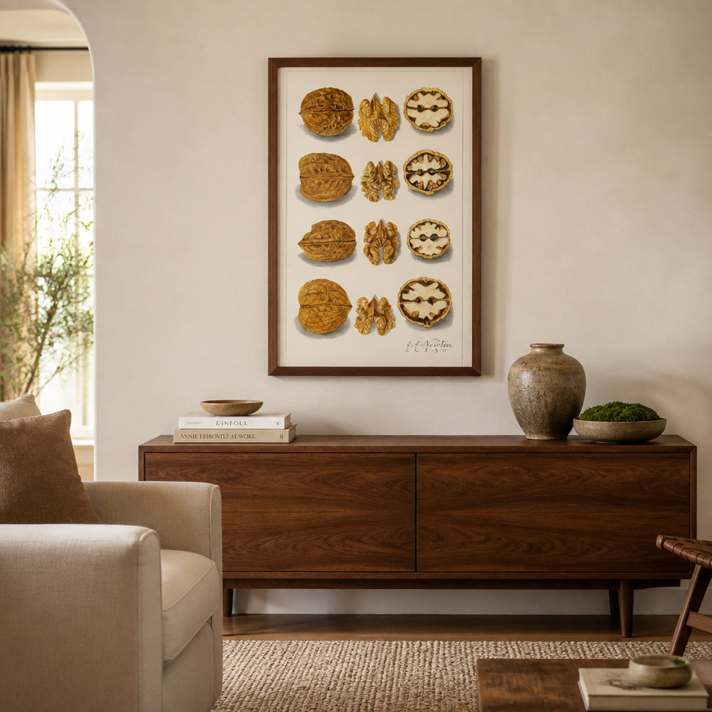 Room mockup featuring Walnuts by Amanda Almira Newton Art Print
