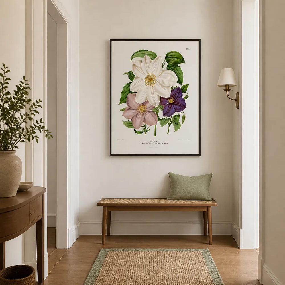 Room mockup featuring Clematis Hyb. by Abraham Jacobus Wendel Art Print