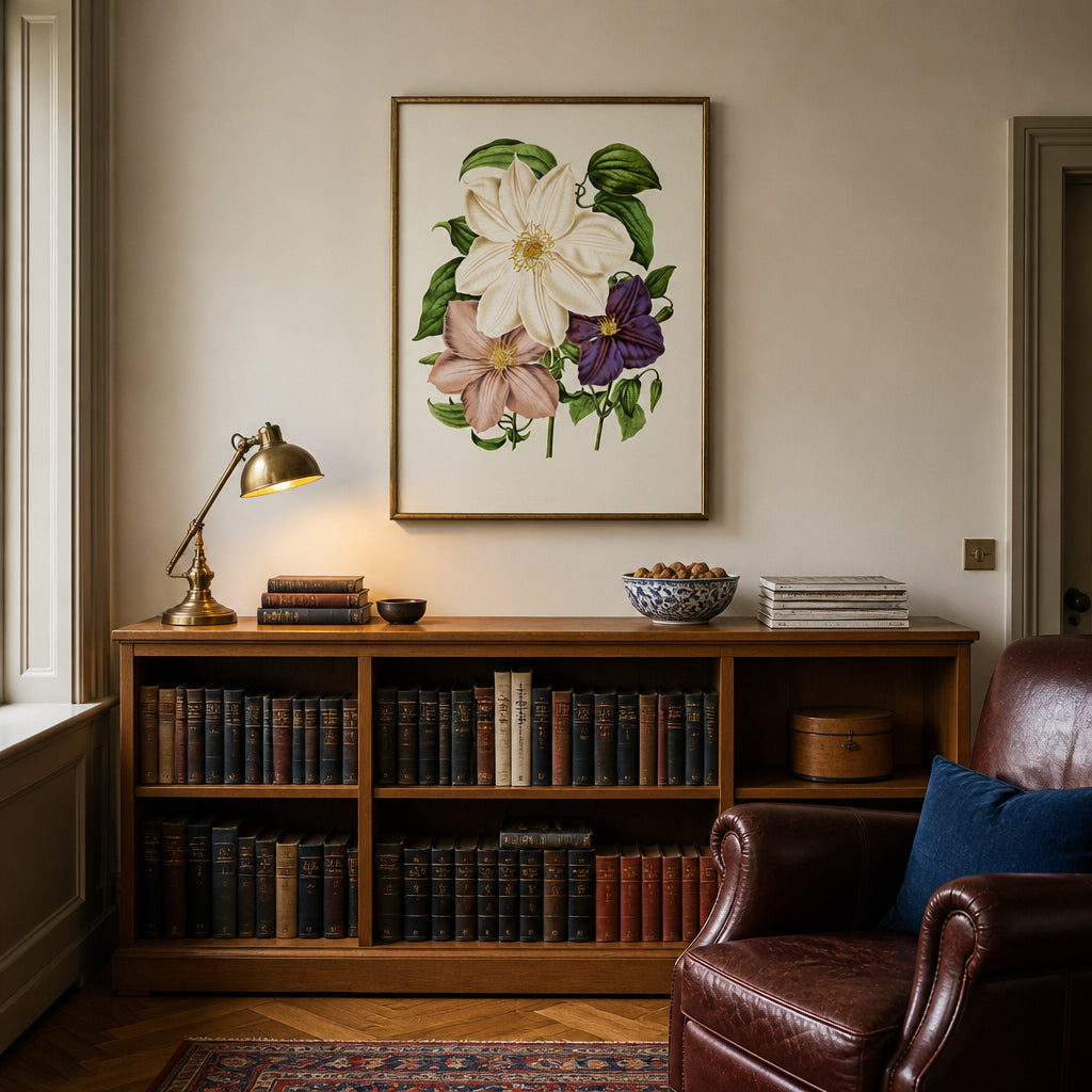 Room mockup featuring Clematis Hyb. by Abraham Jacobus Wendel Art Print