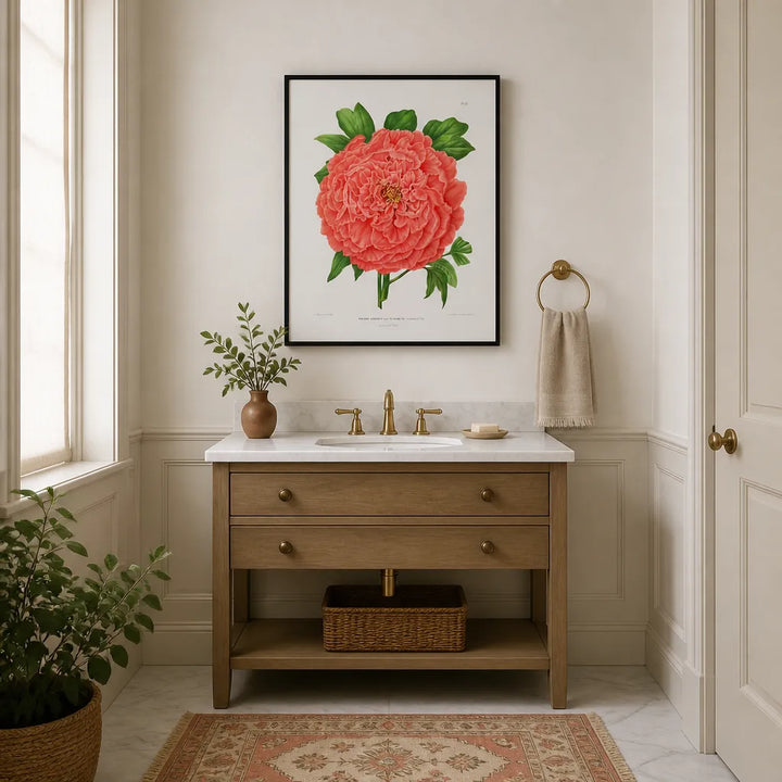 Room mockup featuring Faeonia Arborea Var. Elisabeth by Abraham Jacobus Wendel Art Print