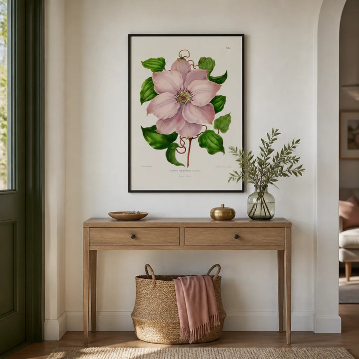 Room mockup featuring Clematis Hyb. Sieboldia by Wendel Art Print