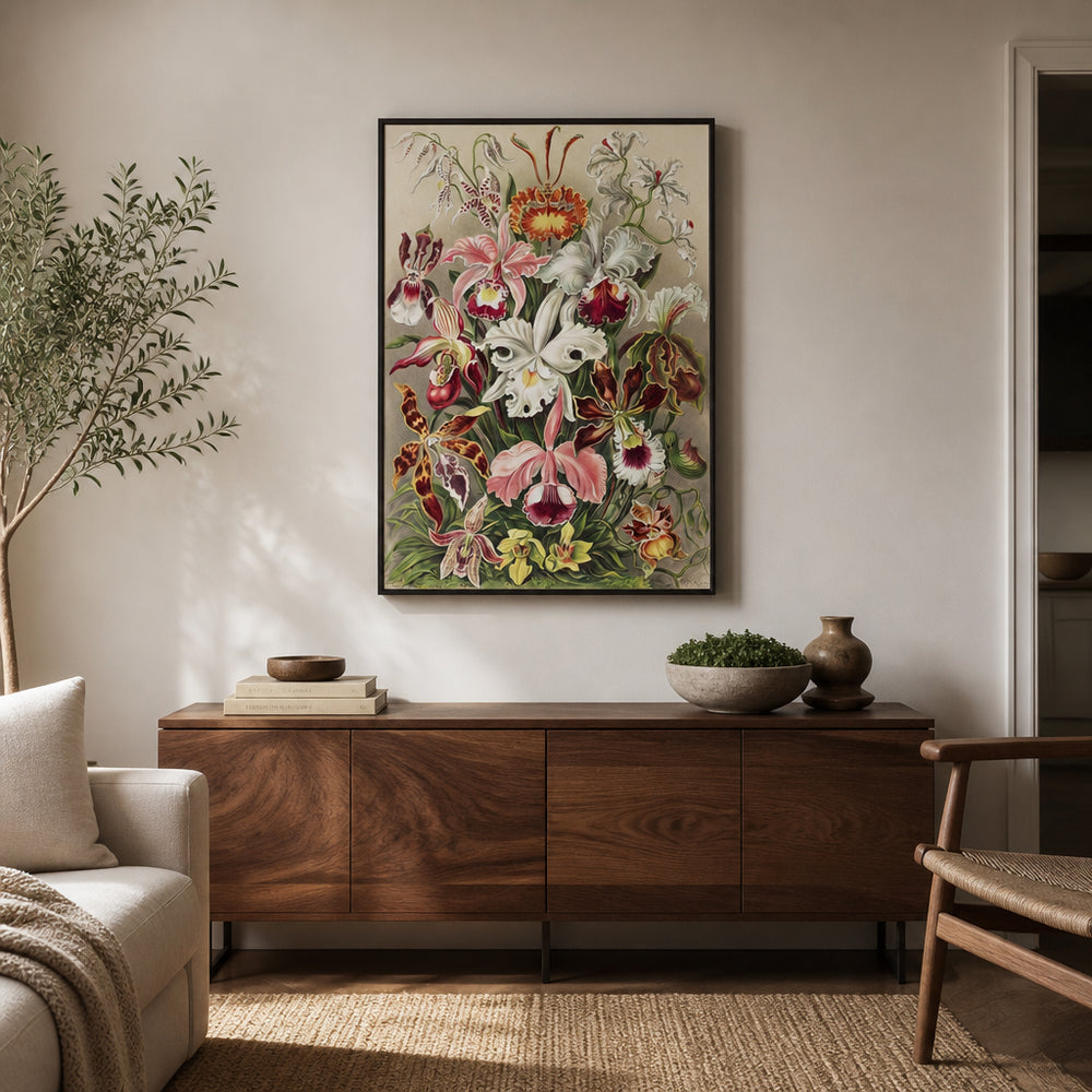 Room mockup featuring Orchideae by Ernst Haeckel Art Print