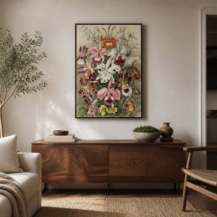 Room mockup featuring Orchideae by Ernst Haeckel Art Print