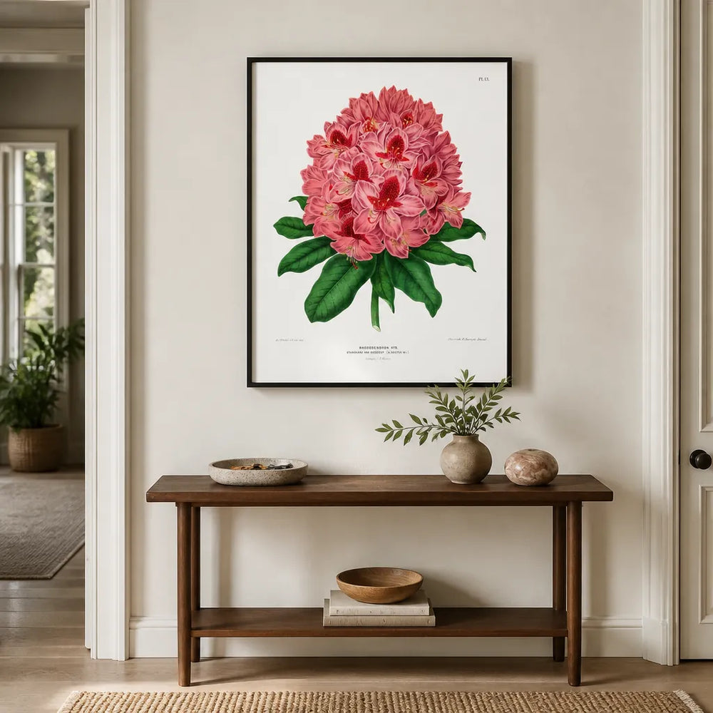 Room mockup featuring Rhododendron by Wendel Art Print