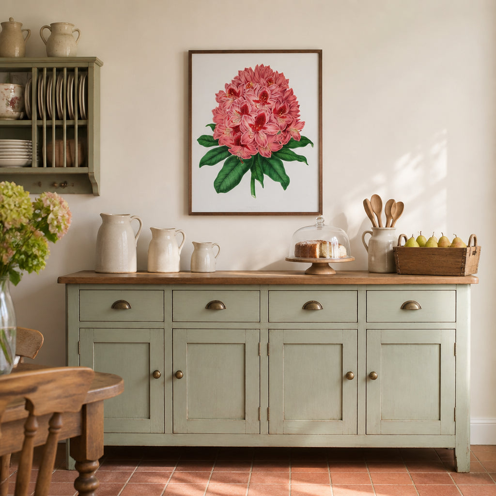 Room mockup featuring Rhododendron by Wendel Art Print