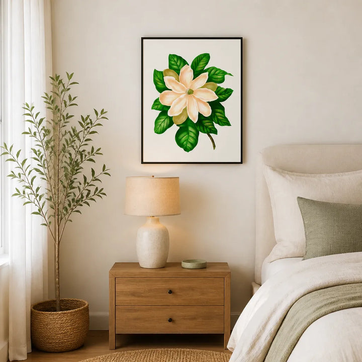 Room mockup featuring Vintage Magnolia Illustration Art Print