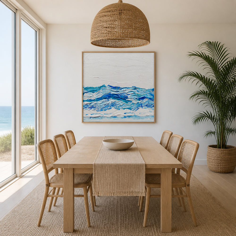 Room mockup featuring Misty Morning Waves Art Print