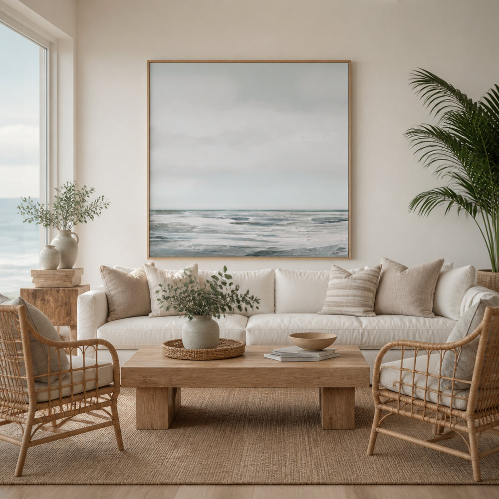 Room mockup featuring White Day Horizon Art Print