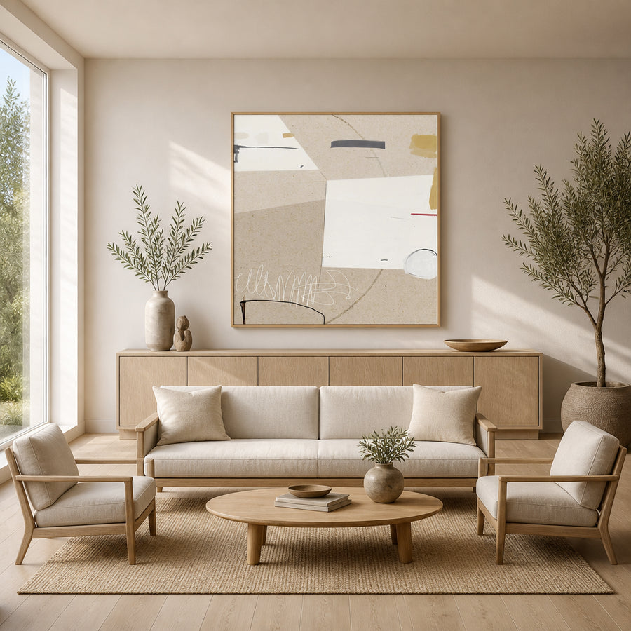 Abstract Block Design Art Print in a room setting