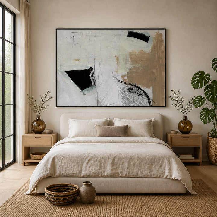 Room mockup featuring Abstract Motion Sketch Art Print