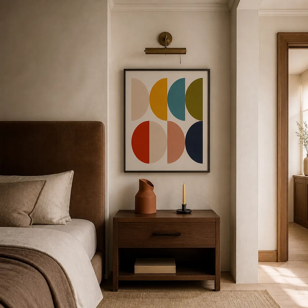 Room mockup featuring Mid Century Geometric Patterns Art Print