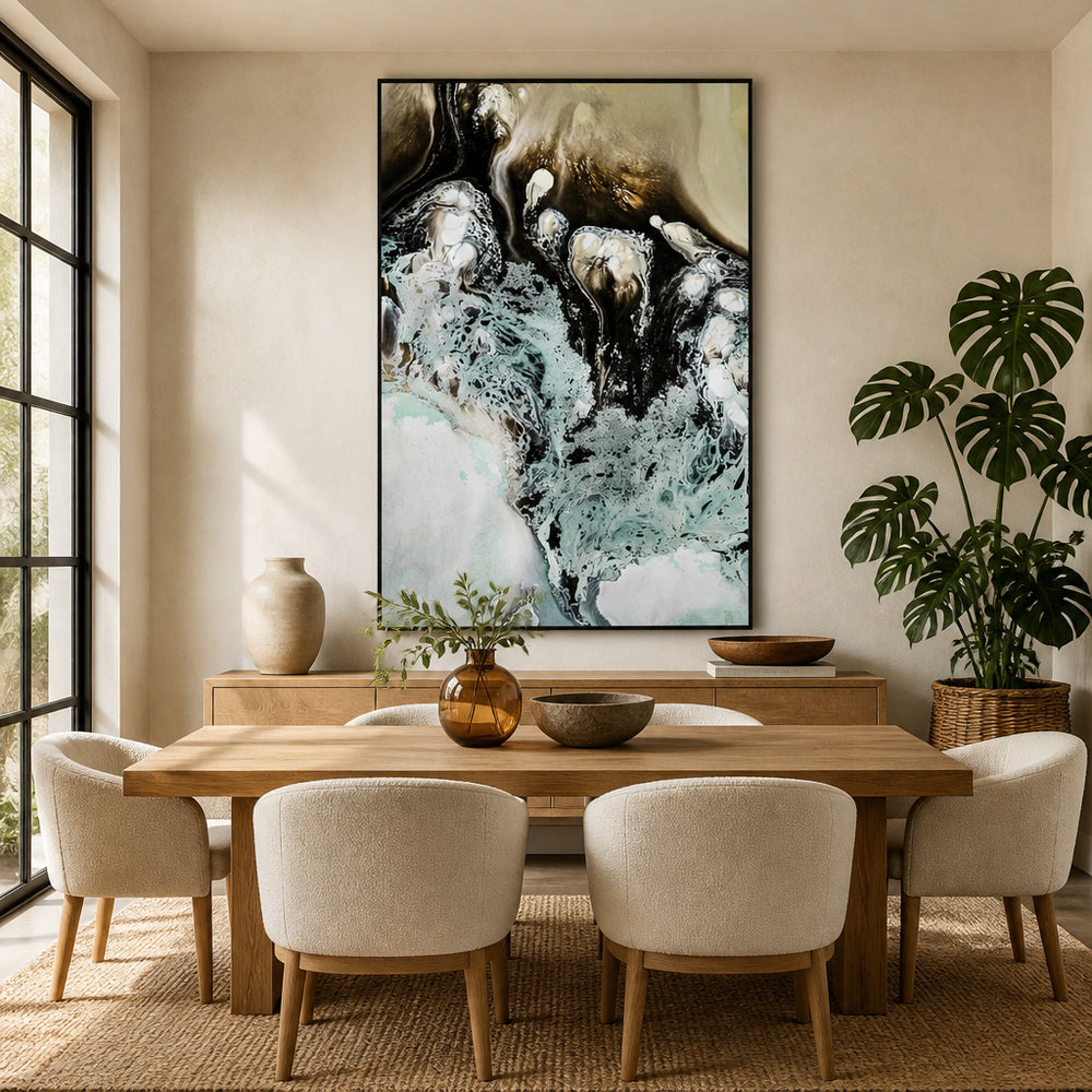 Room mockup featuring Earthly Motion 2 Abstract Art Print By Petra Meikle de Vlas