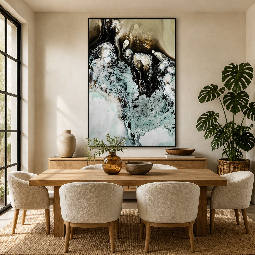 Room mockup featuring Earthly Motion 2 Abstract Art Print By Petra Meikle de Vlas