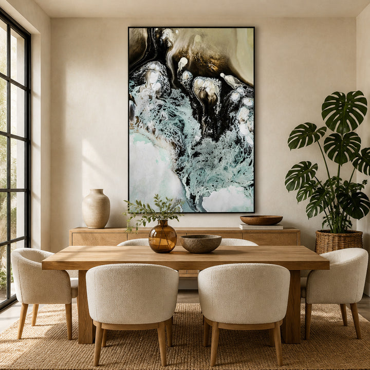 Room mockup featuring Earthly Motion 2 Abstract Art Print By Petra Meikle de Vlas