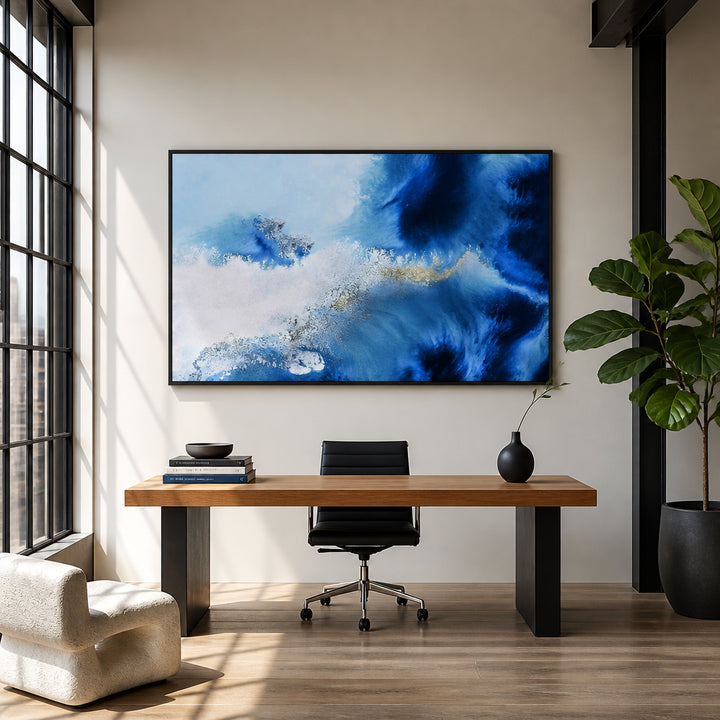 Room mockup featuring Floating Reef Abstract Art Print By Petra Meikle de Vlas