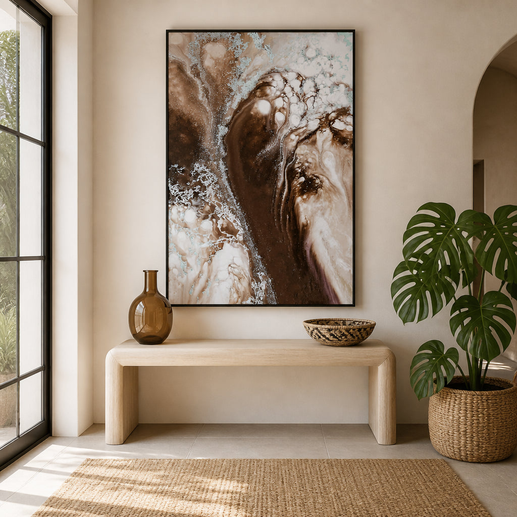 Room mockup featuring Graceful Flow Abstract Art Print By Petra Meikle de Vlas