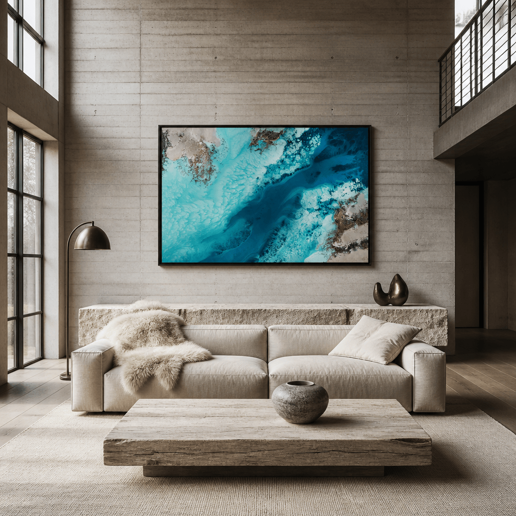 Room mockup featuring Salt Water Passage By Petra Meikle de Vlas