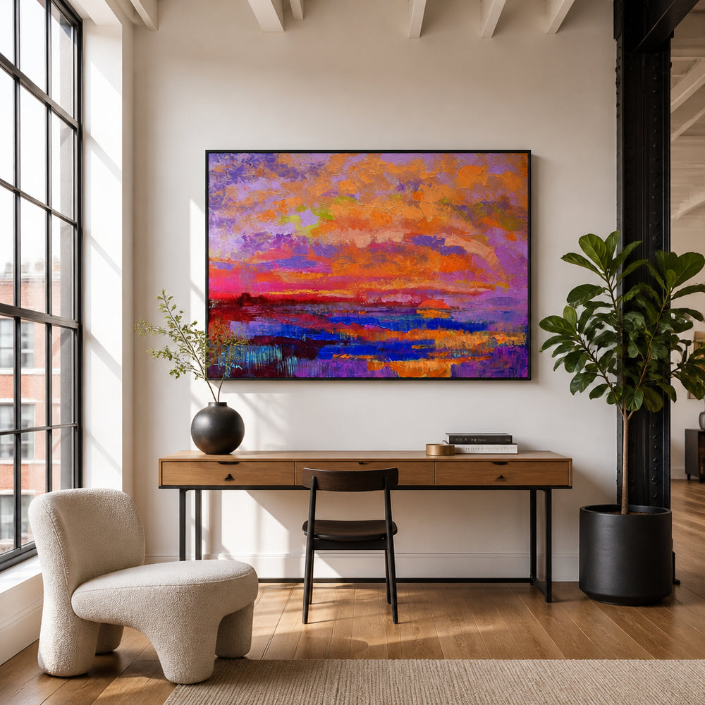 Room mockup featuring Twilight Rose Abstract Art Print