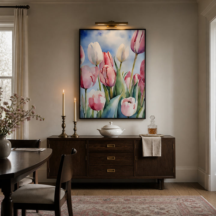 Room mockup featuring Tulpenfeld - watercolor painting Art Print By Ohkimiko